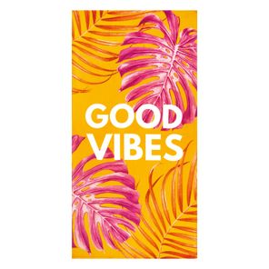 Toalha de Praia Döhler Good Vibes Amarela