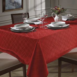 Toalha de Mesa Retangular Döhler Requinte Vermelha 8 Lugares