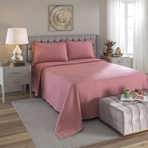 Kit Colcha Casal Döhler Piquet Rosa