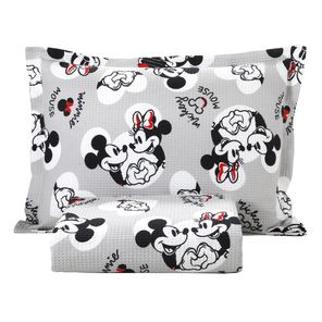 Kit Colcha Solteiro Döhler Piquet Algodão Mickey e Minnie Retrô