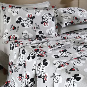 Kit Colcha Solteiro Döhler Piquet Algodão Mickey e Minnie Retrô