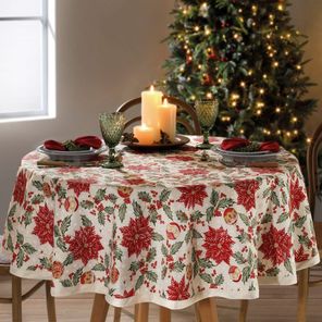 Toalha de Mesa Redonda Döhler Natal 106 4 lugares 160cm