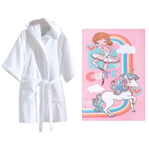 Kit Roupão Branco + Toalha de Banho Infantil Döhler Fantasia