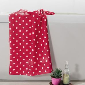 Toalha de Rosto Döhler Prisma Fernanda Bolinhas Vermelho