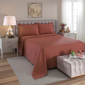 Kit Colcha Casal Döhler Piquet Terracota