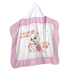 Toalha de Banho Döhler com Capuz Baby Gatinha Rosa 90x70cm