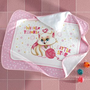 Toalha de Banho Döhler com Capuz Baby Gatinha Rosa 90x70cm