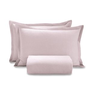 Kit Colcha King Döhler Piquet Rosa Bebê 3 peças