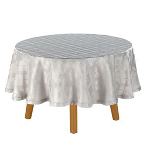 Toalha de Mesa Redonda Döhler Requinte II Prata 4 Lugares