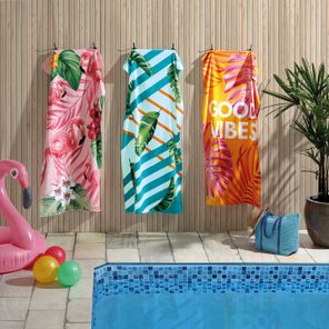 Toalha de Praia Döhler Flamingos Rosa