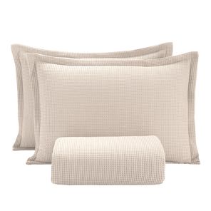 Kit Colcha King Döhler Piquet 100% Algodão Bege 3 peças