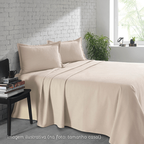 Kit Colcha Solteiro Döhler Piquet 100% Algodão Bege 2 peças