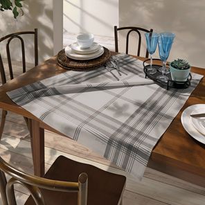 Toalha de Mesa Quadrada Döhler Clean Luna Cinza 4 Lugares