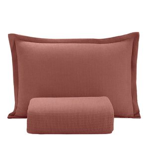 Kit Colcha Queen Döhler Piquet 100% Algodão Terracota 3 peças