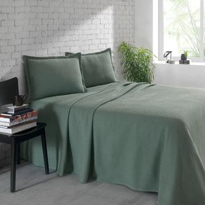 Kit Colcha Queen Döhler Piquet 100% Algodão Verde 3 peças