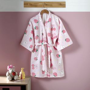 Roupão Infantil Döhler Morangos Felpudo com Manga