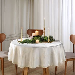 Toalha de Mesa Redonda Döhler Lumina Marfim 4 Lugares