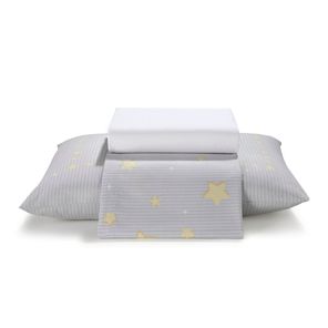 Jogo de Cama Infantil Döhler Estelar Brilha Escuro 150 Fios 3 Peças