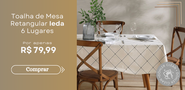 Banner mosaico home decor Döhler - Toalha de Mesa Retangular Ieda 6 Lugares
